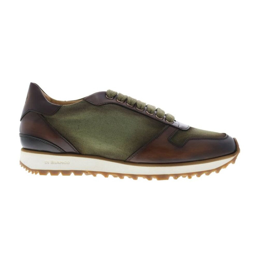 Di Bianco Men's Olive Green Leather-Trim Sneakers: Sz 9; Original Box Included